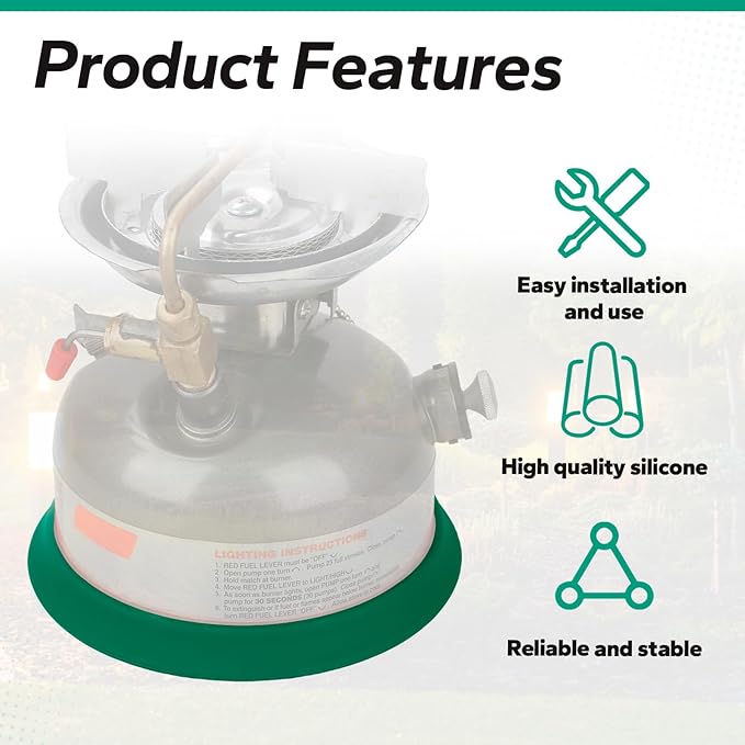 Camping Kerosene Lamp Silicone Base Suitable for Coleman Lanterns Models 200, 242, 335, 321, 502, 533, Improves Grip and Stability（Green）