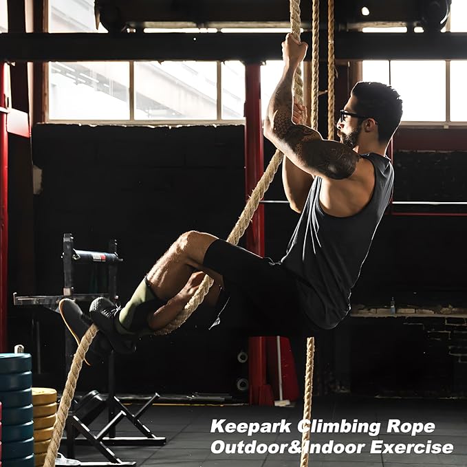 Climbing Rope 1.5 Inch Diameter 10FT 15FT 20FT 25FT 30FT 35FT Gym Climbing Rope for Fitness & Strength Training, Workout Exercises Climbing Rope for Adults Kids Outdoor or Home Indoor