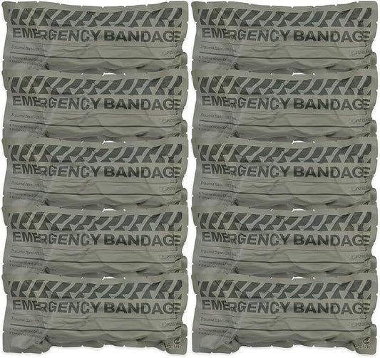 RHINO RESCUE 6" Emergency Compression Bandage Strile Trauma Wound Dressing Israeli First Aid Kit IFAK, FSA HSA Eligible, 6 Inch, 10 Count