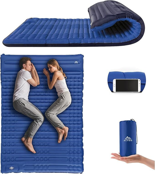 Double Sleeping Pad, Self Inflating 4.7'' Extra Thick for 2 Person Built-in Pump, Portable Camping Mattress Sleeping Mat for Backpacking Hiking Tent Travel
