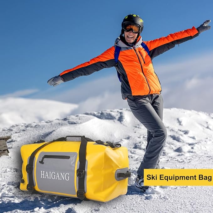 70L Waterproof Duffel Bag Travel Dry Bag, Large Capacity, Adjustable Thickened Straps and Handles, Zip Closure, Air Valve, Keep Equipment Safe, Suitable for Boating Rafting Motorcycle Kayaking