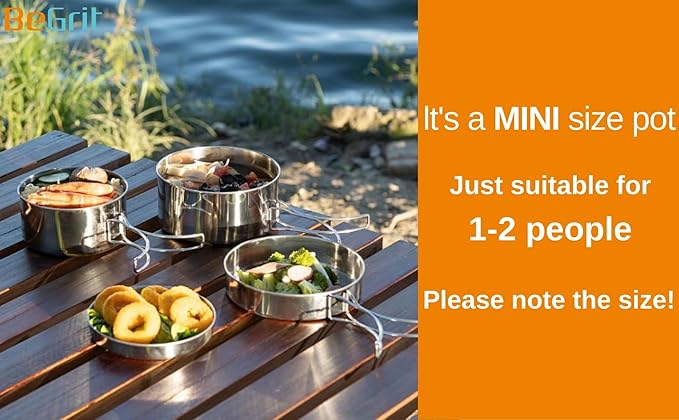 BeGrit Backpacking Camping Cookware Mini Picnic Camping Cooking Mess Kit with Pot and Pan Set for Hiking