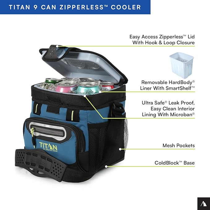 Arctic Zone Titan Deep Freeze Cooler - Zipperless Hardbody Cooler - Small & Large Capacity- Beach & Camping Cooler - Deep Freeze Insulation, HardBody Liner, and SmartShelf
