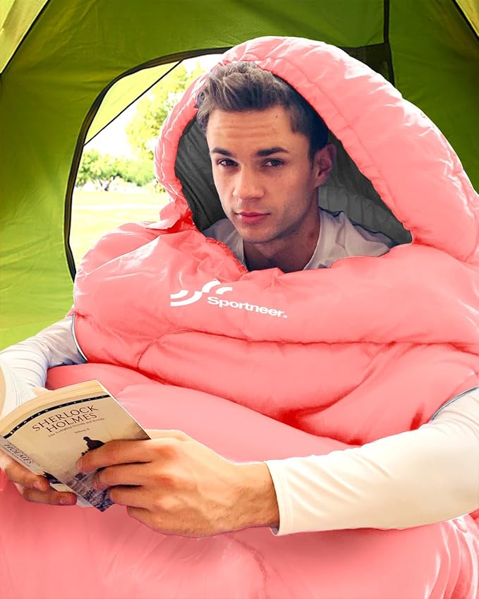 Sportneer Sleeping Bag - Wearable for Adults & Kids with Arm Zipper Holes in Cold & Warm Weather, Waterproof Portable Sleeping Bag for Camping, Hiking, Backpacking, Outdoor Travel