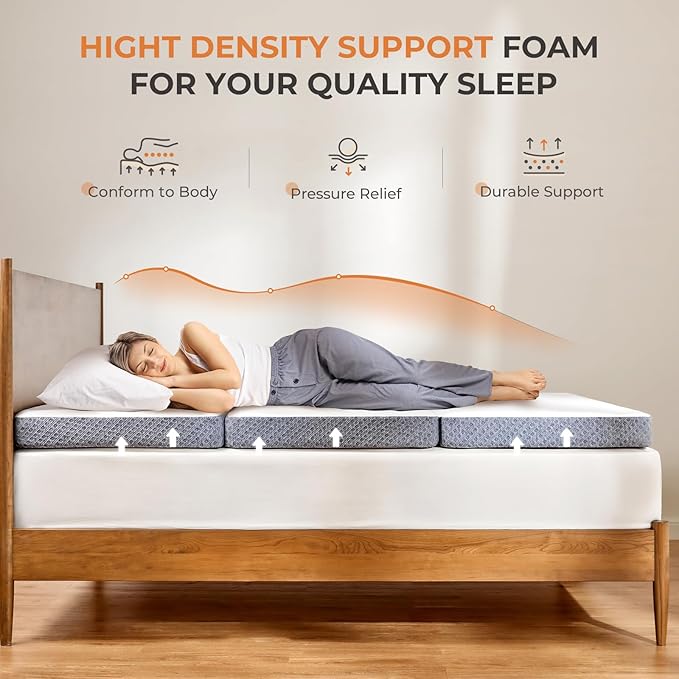Sweetnight Tri Folding Mattress - 4-inch Foldable Mattress with a Collapsible and Washable Cover | Medium-Firm with Non-Slip Design | Suitable for RV Travel, Camping, Guest（TXL）