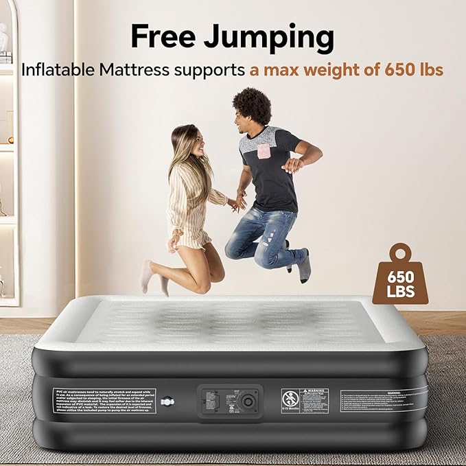 Mr.Young Air Mattress Twin with Built in Pump, Luxury Blow up Mattress, Colchones Inflables in 2 Mins Self-Inflation/Deflation, Inflatable Mattress for Guests and Home, Camping, 650lb MAX