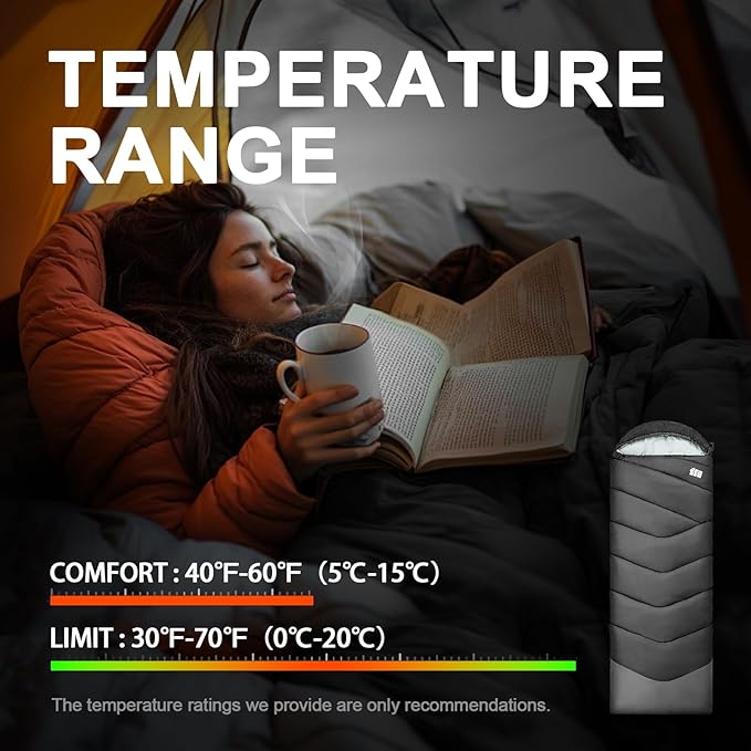 Sleeping Bags for Adults Cold Weather,Portable, Waterproof,Lightweight Sleeping Bag for Tall Girls Boys with Compression Sack for Warm Camping, Hiking, Outdoor & Indoor