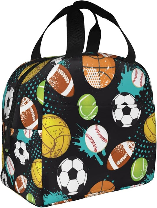 VOOHDDY Sport Ball Cool Insulated Lunch Bag For Men Women Reusable Lunch Box Container Waterproof Portable Cooler Thermal Tote Bag For Work Office Picnic Beach Travel