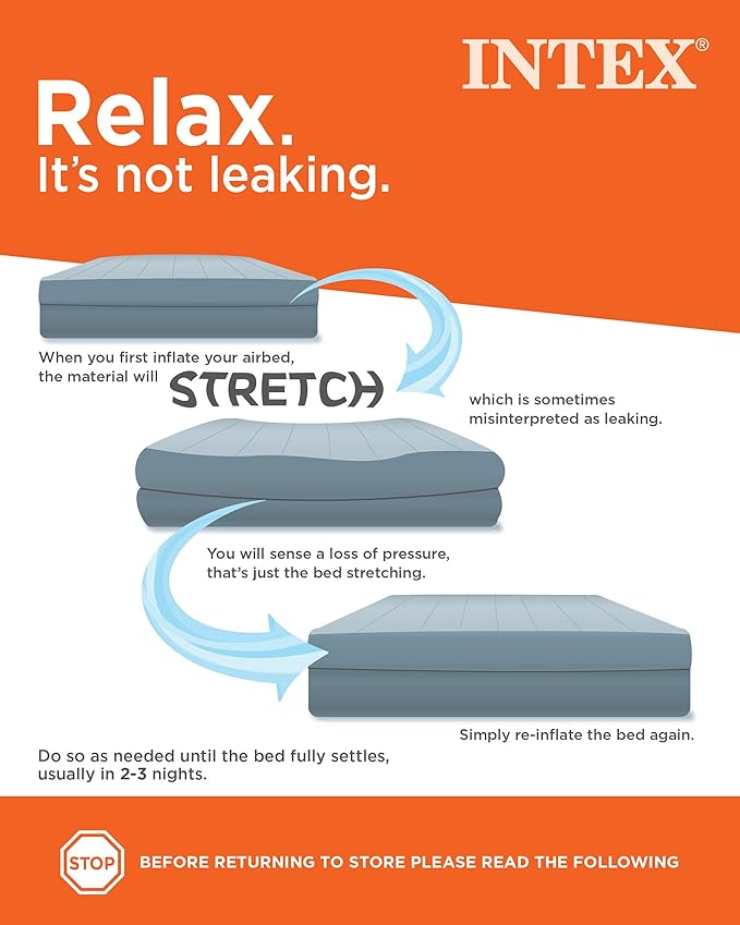 Intex Comfort Dura-Beam Airbed Internal Electric Pump Bed Height Elevated (2020 Model)