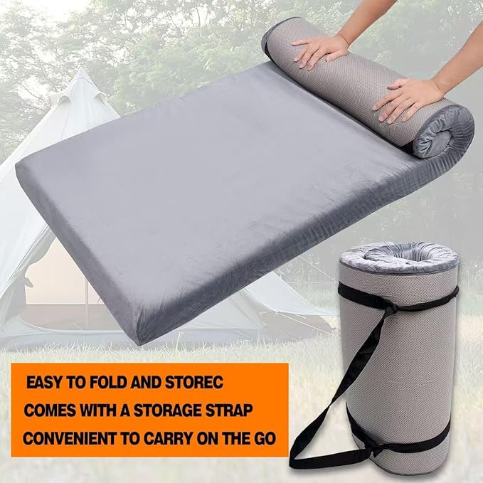Memory Sponge Camping Mattress is Suitable for Adult Waterproof Sleeping mats, roll up Floor mattresses, Foldable mattresses, and Guest mattresses.