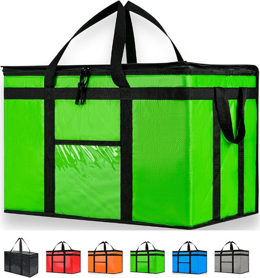 NZ home Durable 3XL PRO Insulated Cooler Bag and Food Warmer for Delivery & Grocery Shopping with Zippered Top, Green Commercial Grade (1 Pack)