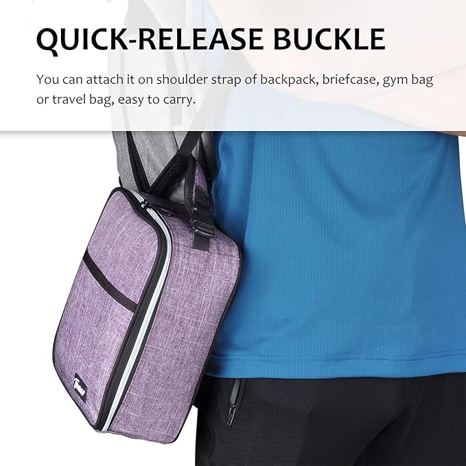 Tirrina Insulated Lunch Box for Men Women, Portable Thermal Small Lunch Bag for Office Work Picnic, Reusable Compact Lunchbox Cooler Tote for Adults, Purple