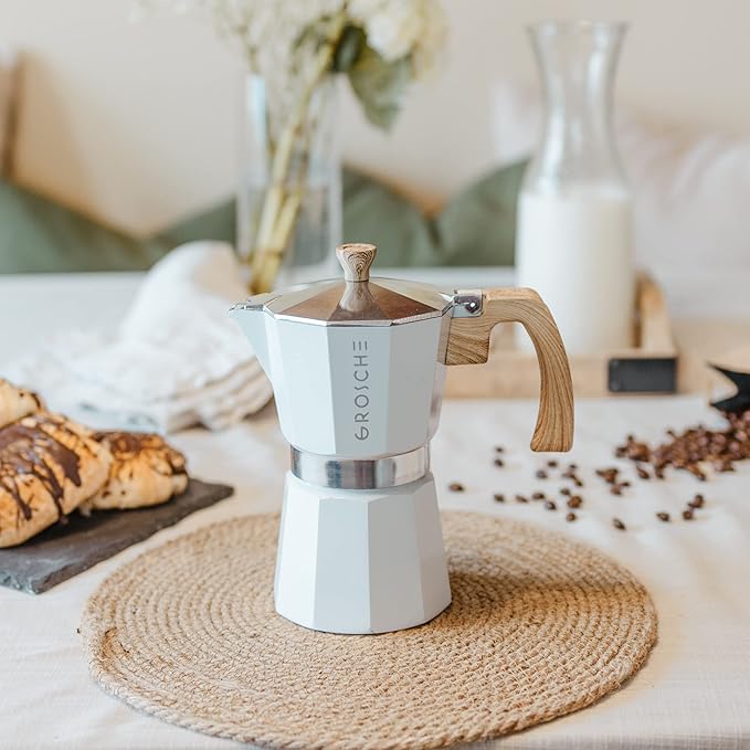 GROSCHE Milano Moka Stovetop Espresso Coffee Maker (3 Cup / 150 ml, White)