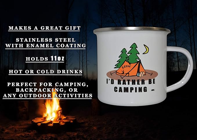 Rogue River Tactical Funny Camp Mug - Enamel Coffee Cup Gift - I'd Rather Be Camping Gear
