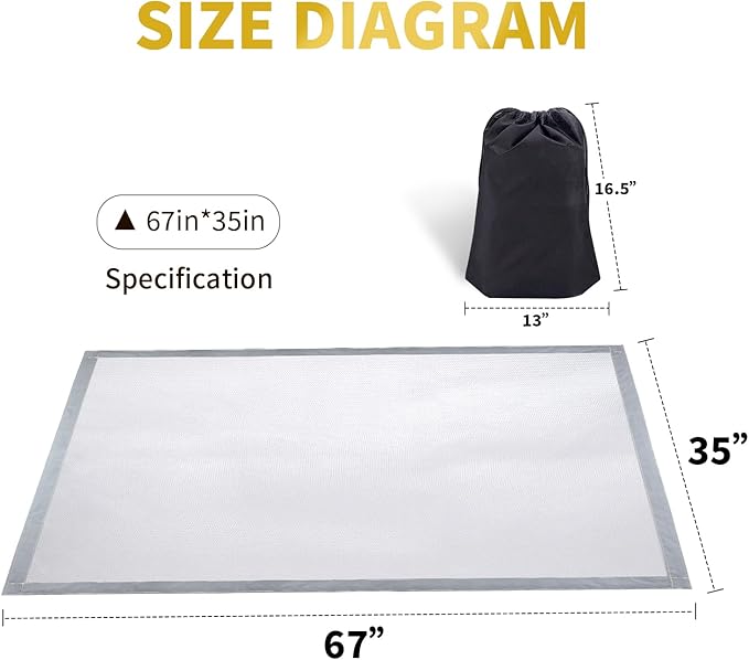 Under Grill Mat, 67 X 35 Inch BBQ Floor Mats, Deck Patio Protector Mat, Indoor Fireplace Mats Fire Pit Mats, Fire Resistant, Water Resistant, Oil Proof, Easy to Clean Reusable Outdoor Grill Mat