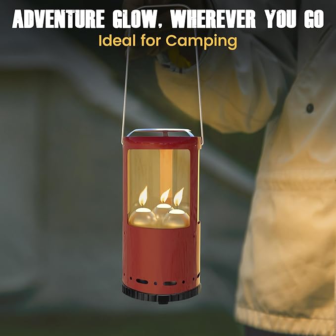 Outdoor Candle Lantern Holder for Real Candles (Candles Not Included) - Windproof Emergency Lantern with Handle, Safe for Camping, Blackouts, Decor - Survival Gear & Home Use