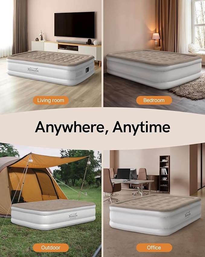 Air Mattress Full with Built in Pump, Blow Up Mattress Full, Upgraded Inflatable Mattress for Camping Guest Home, Comfort and Portable, Air Bed, colchon inflable