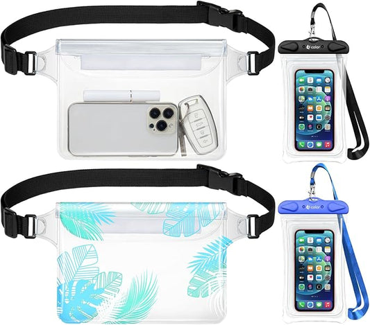 F-color Waterproof Fanny Pack - Waterproof Phone Pouch with Waist Strap - Cruise Essentials 2025 Must Haves Waterproof Pouch Dry Bag Keep Phone Valuables Safe for Beach Kayaking Boating Fishing