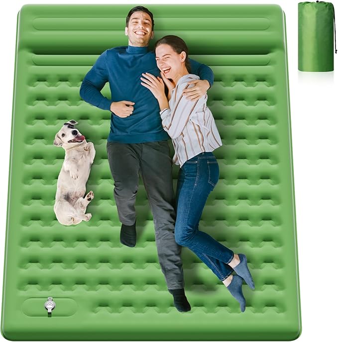 Sleeping Pad 4.7" Extra Thick, Upgraded Reinforced Support Structure with Built-in Foot Pump and Pillows Portable Camping Air Mattress Bed for Tent Backpacking Hiking