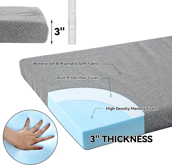 HOMBYS Memory Foam Camping Mattress Pad,Portable Sleeping Pad for Adult,Waterproof Cot Mattress,Roll Up Floor Mattress,Foldable Backpacking Travel Bed for Hiking,Guest Bed