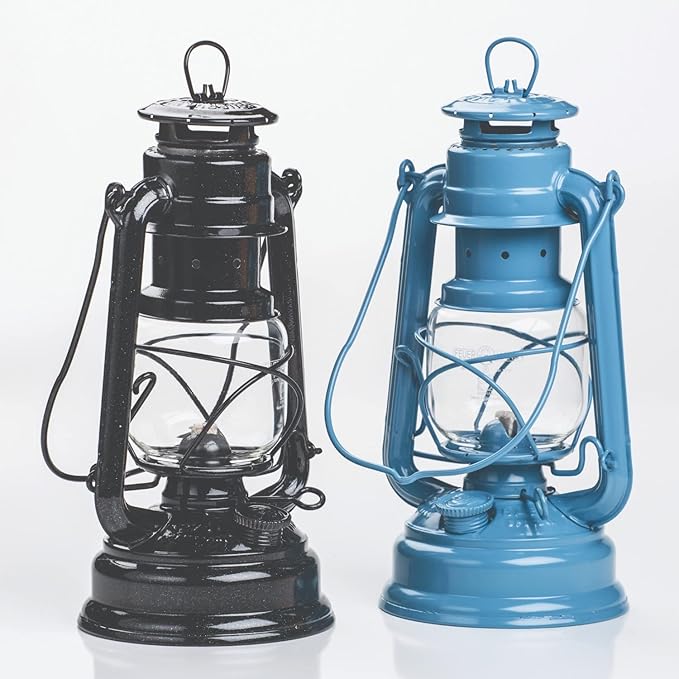 Outdoor Kerosene Fuel Lantern, German Made Weather Resistant Baby Special 276 Galvanized Hurricane Lamp for Camping or Patio, 10 inches, Gray