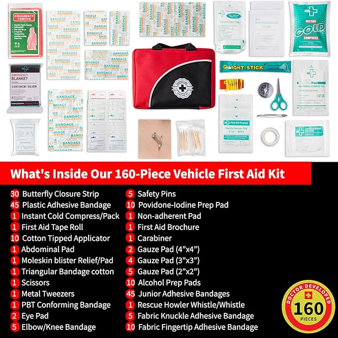 Protect Life Survival First Aid Kit for Home/Business, Camping Survival Kits | Mini Travel First Aid Kit | Camping Equipment | Small Kits for Car | Outdoor Emergency Survivals Pack
