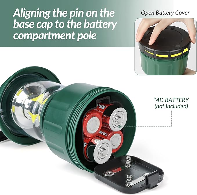 LED Camping Lantern, COB Battery Lanterns 4D Batteries Powered 2500LM, Water Resistant Emergency Light for Power Outage, Hurricane, Hiking