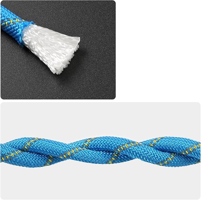 1/2 in x 32 FT Boat Marine Rope for Canyoneering, Floating, Fishing, Rafting, Camping, Hiking, Hunting, Anchor, Arborist Tree, Rafting, Rescue Nylon/Polyester Blue with Hook