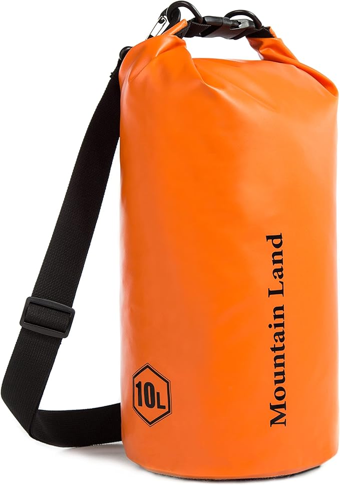 Mountain Land Waterproof Beach Dry Bag Roll Top Backpack Boat Bag Dry Sack for Kayaking Rafting Fishing Hiking Camping (Orange-40L, 40L)