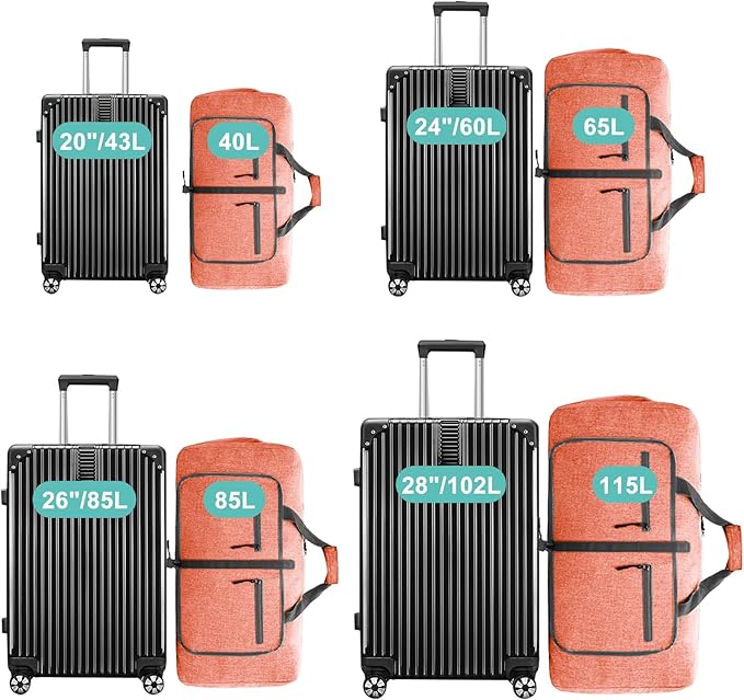 Dimayar 65L Travel Duffle Bag for Men Women - Foldable Duffel Bag with Shoes Compartment - Overnight Bags Waterproof & Tear Resistant(Orange)