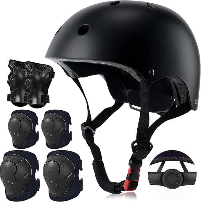 Kids Bike Helmet Set, CPSC Certified with Knee Pads Elbow Pads Wrist Guards,Adjustable Helmet for Ages 3-5-8-15 Toddler Kids&Youth,Bicycle Skateboarding…