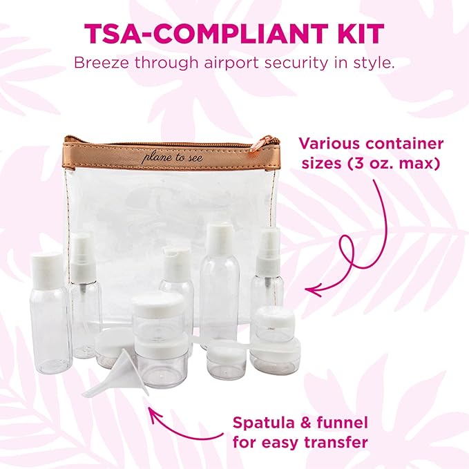 MIAMICA Women's Clear Travel Bottle Kit