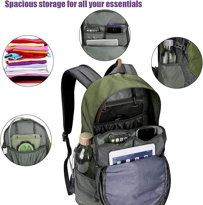 G4Free 35L Hiking Backpack Water Resistant Outdoor Sports Travel Daypack Lightweight with Rain Cover for Women Men (Army Green)