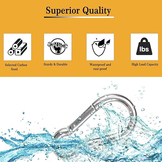 12PCS 2 Inch Small Carabiner Clip, Spring Snap Hook, Heavy Duty Galvanized Steel Keychain Carabiner, Locking Climbing Caribiners Clips for Gym, Plant Hanging, Outdoor Camping, Hiking, 200 lbs Capacity