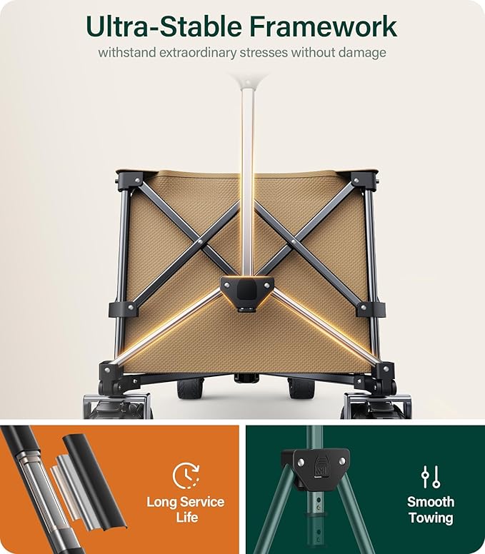 440Lbs Collapsible Wagon Cart with Big Wheels, Ideal for Beach, Camping, Garden, Sports & Transport