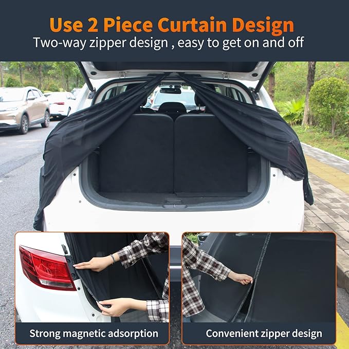 Car Tailgate Mesh Screen for SUV Van, Breathable Magnetic Car Tent for Tail Gate Hatch Camping Gear Accessories