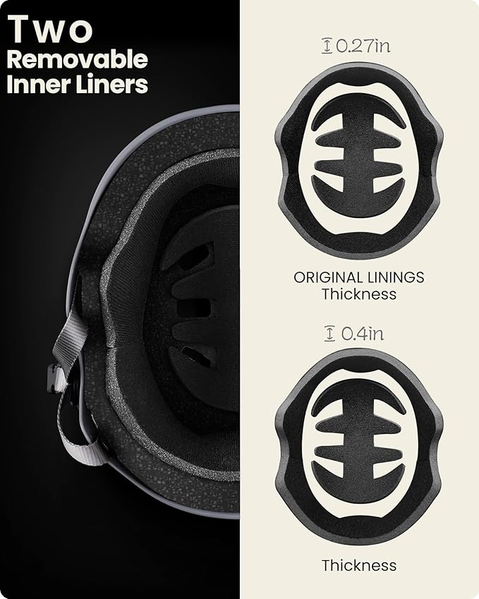 OutdoorMaster Skateboard Cycling Helmet-Beetles Snug,Bike Helmet for Adults, Youth & Kids-Two Removable Liners Ventilation Multi-Sport Commuter Scooter Roller Skate Inline Skating Longboard