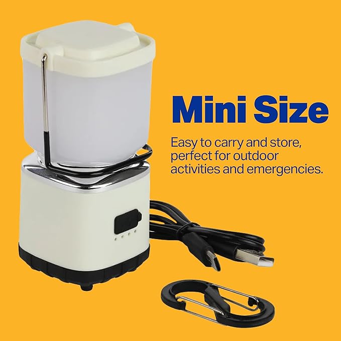 LUXPRO LP189 Mini Lantern - USB-C Rechargeable Camping Light - with 4 Color Modes - Dimmable LED Portable Lantern for Hiking & Emergency - Handy Compact Design - Beige