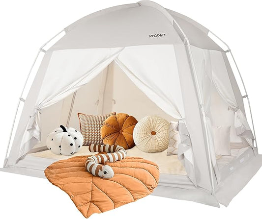 Bed Tents Canopy Bed–Privacy Dream Tent for Cozy Indoor Sleeping, Light-Reducing,and Breathable, with 4 Doors Floor Tent Bed–Available in Twin, Full, and Queen Sizes