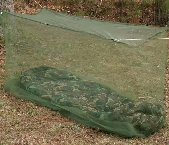 Mosquito Net- Military Green Portable Tactical Mosquito Nettng for Camping – Completely Covers a Sleeping Bag, Bed or Cot