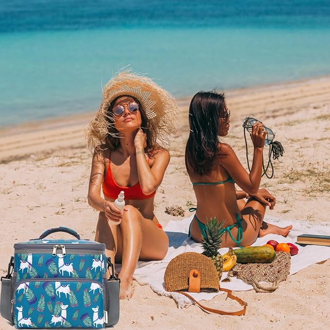 Insulated Lunch Bag for Adult/Women/Men, Reusable Large Lunch Box Cooler Soft Leakproof Tote, Thermal Meal Prep Lunch Pail with Adjustable Shoulder Strap for School/Travel/Office, Alpaca