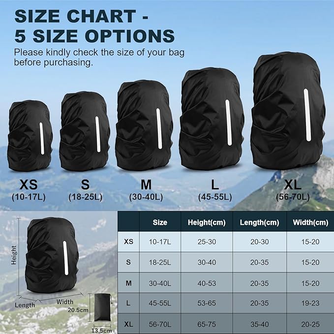 LAMA Waterproof Rain Cover for Backpack, Backpack Rain Cover with Reflective Strip and Antislip Cross Buckle Strap, Ultralight Compact Portable, for Cycling, Hiking, Camping, Traveling