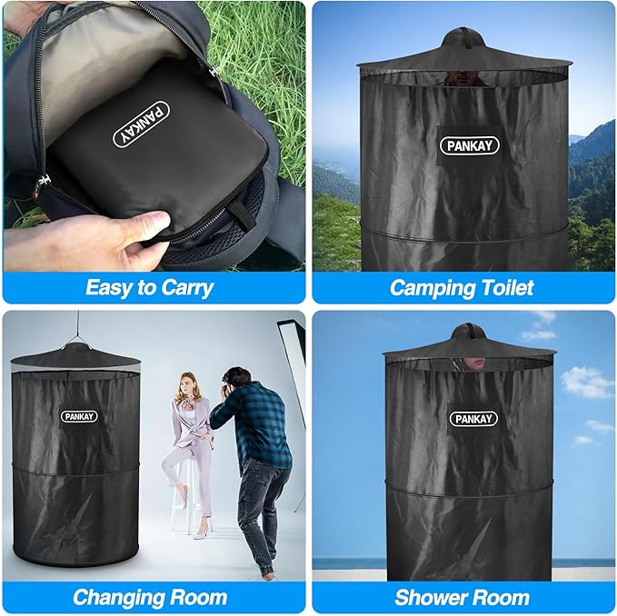 PANKAY Pop Up Privacy Tent, Portable Outdoor Camping Bathroom Toilet Tent, Collapsible Shelter for Camping & Emergency – Lightweight & Sturdy, Easy Set Up, Foldable - with Carry Bag