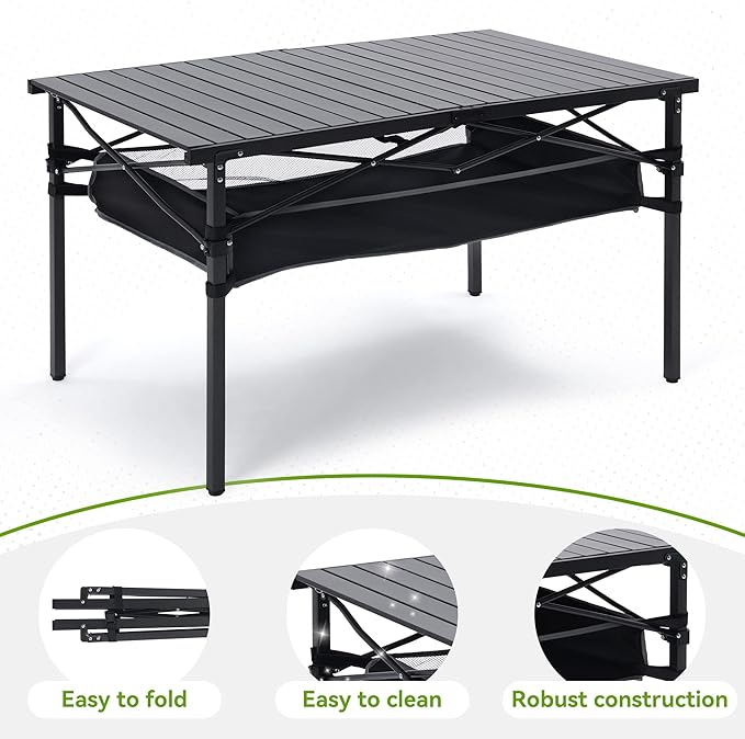 ABSCONDO Camping Table, Portable Folding Camp Table, Camping Tables That Fold Up Lightweight, Aluminum Beach Table for Camping Hiking Backpacking Outdoor Picnic (L)