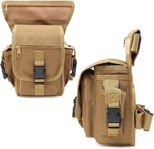 Roaring Fire Multi-Functional Waist Bag, Drop Leg Bag, Waist Pack, Tactical Military Waterproof EDC Fanny Pack for Trekking, Outdoor, Hiking, Motorcycling, Cycling, Traveling, Sling Chest Shoulder Bag