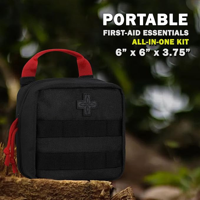 Everlit 180 Pieces Tactical First Aid Kit IFAK Molle EMT Pouch Outdoor Camping Emergency Kits for for Camping Boat Hunting Hiking Home Car Earthquake and Adventures Black