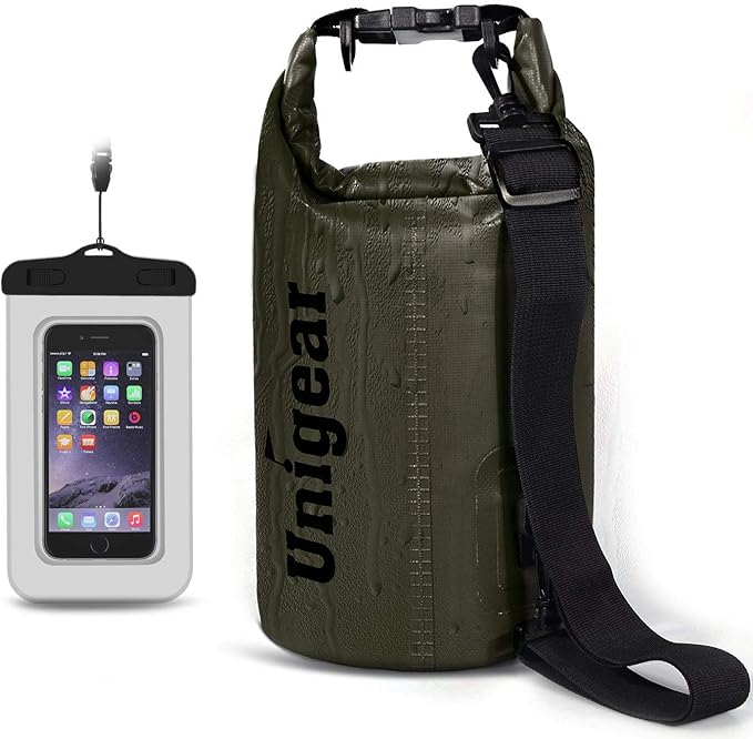 Unigear Dry Bag Waterproof, 2L/5L/10L/20L/30L/40L Floating and Lightweight Bags for Kayaking, Boating, Fishing, Swimming and Camping with Waterproof Phone Case