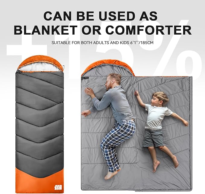 Sleeping Bags for Adults Cold Weather,Portable, Waterproof,Lightweight Sleeping Bag for Tall Girls Boys with Compression Sack for Warm Camping, Hiking, Outdoor & Indoor