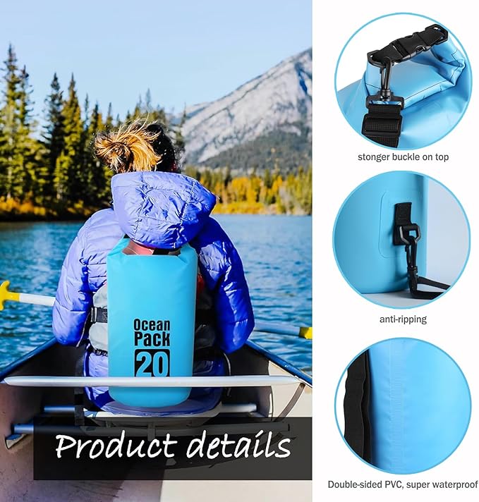 Floating Waterproof Dry Bag Backpack 5L/10L/20L, Roll Top Bag for Kayaking, Rafting, Boating, Swimming, Camping, Hiking, Beach, Fishing, Waterproof Beach Bag. (Blue, 30L)