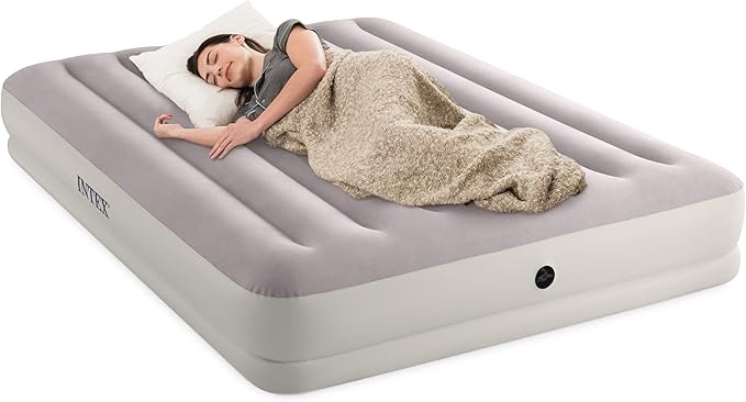 Intex 64177E Dura-Beam Standard Prestige Mid-Rise Air Mattress: Fiber-Tech – Twin Size – Quickfill USB Air Pump